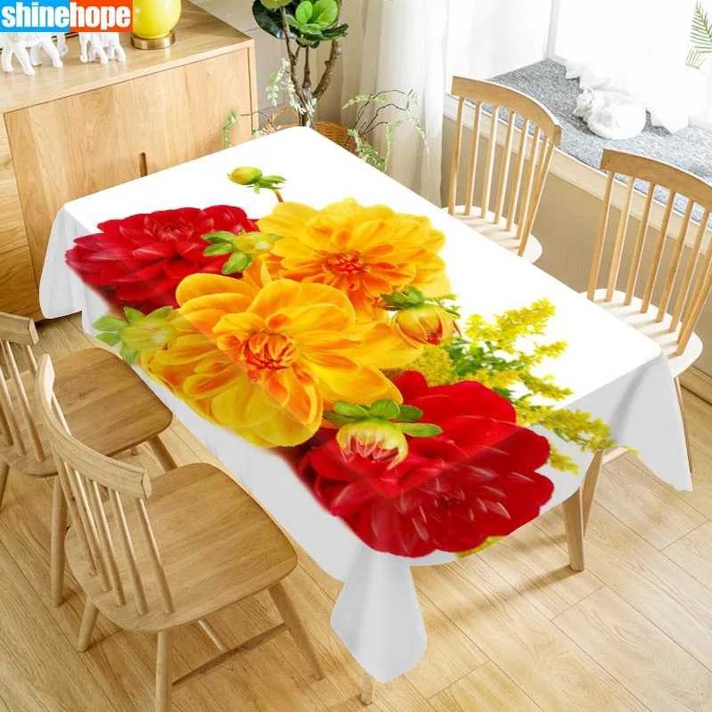 

Dahlia Tablecloth Waterproof Fabric Rectangular Dust-proof Table Cover For Party Home Decor TV Covers Size 140X250cm