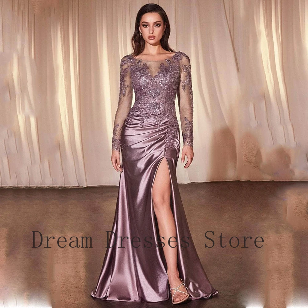 Customized Exquisite Charmeuse Applique Pleat A-line Scoop Neck Long Dresses Bespoke Occasion Dresses Modern Style Matching
