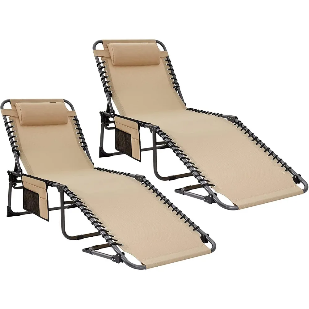 

Chaise Lounge Outdoor Adjustable Waterproof Patio Lounge Chair,Folding Tanning Chair for Lawn,Beach,Pool