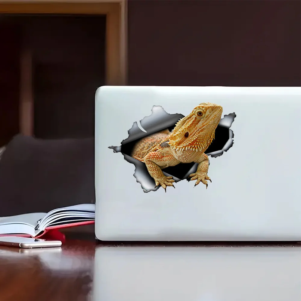 

Металлическая светоотражающая наклейка, водонепроницаемая, с изображением животного, для декора автомобиля, наклейка с бородатым драконом