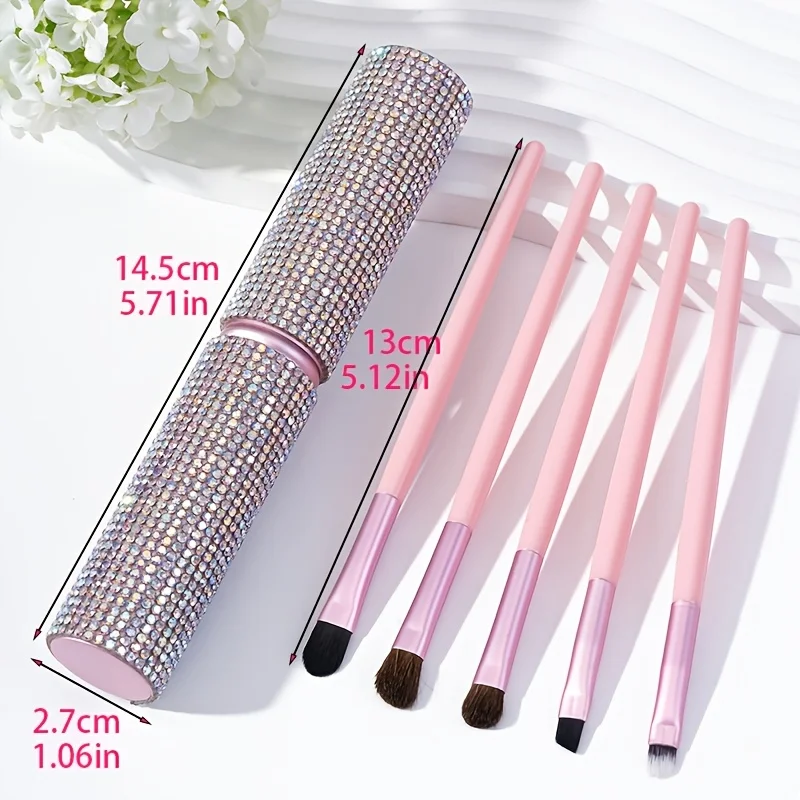 Kit de pinceaux cosmétiques pour femmes, avec strass brillants, fibres douces, pour fard à paupières, fond de teint, blush, ensemble d'outils de maquillage portables pour le quotidien