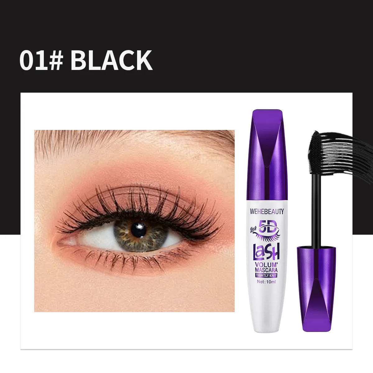 5D Colorful Volum Mascara Thickening, Lengthening, Curling, Waterproof Liquid Fiber Mascara,One Brush Enlarges Both Eyes