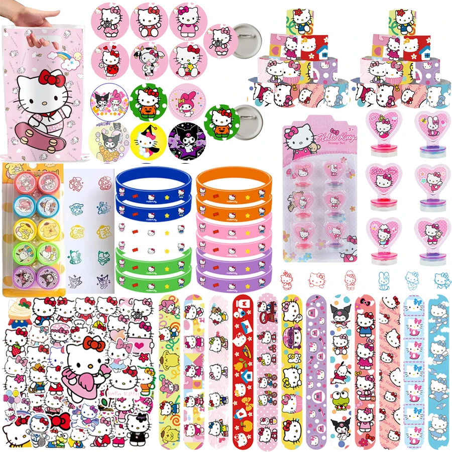 

Hello Kitty Party Favor Birthday Party Gifts Slap Bracelet Stamps Sticker Supplies Gifts Bag Christmas Stocking Filling Material