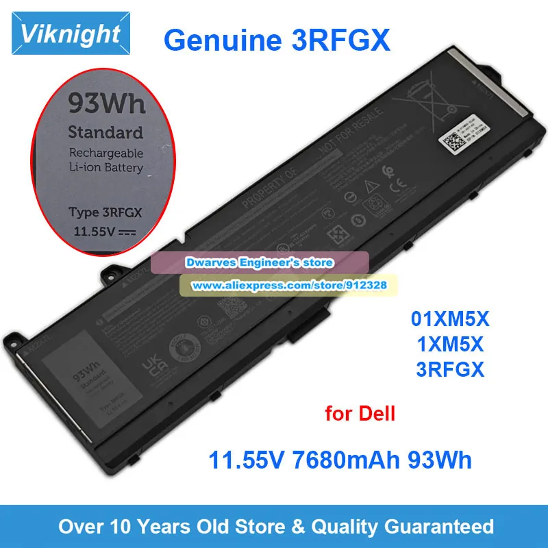 

Оригинальный аккумулятор 01XM5X 1XM5X 3RFGX 11,55 В 7680 мАч 93 Втч для ноутбука Dell Precision 16-7670 7770