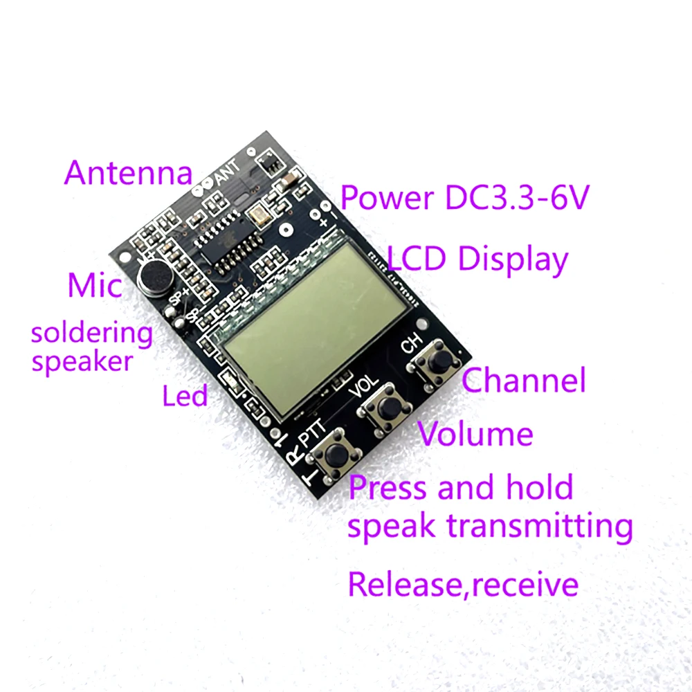 Imagem -03 - Onda Curta Vhf Uhf Transceiver Receptor Transmissor 7ch Radio Circuit Board e Antena dc 3.3v6v para Walkie-talkie