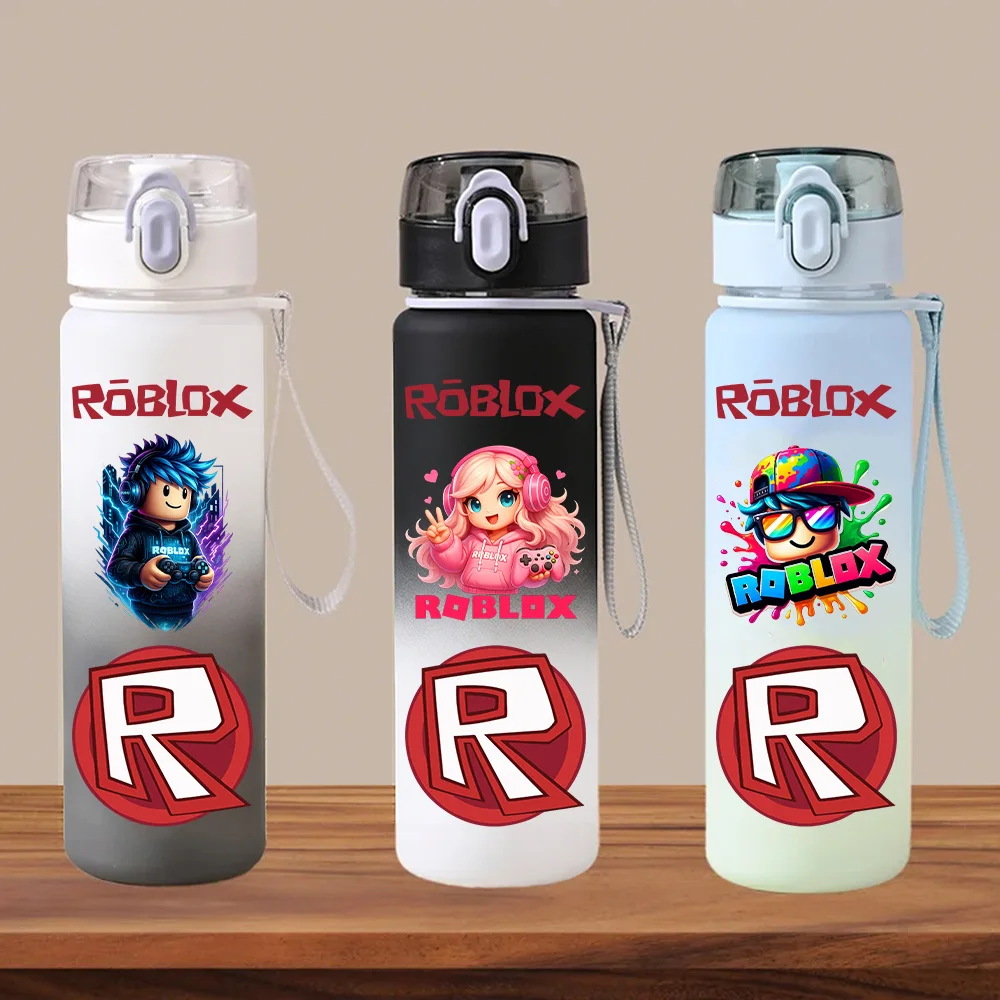 

560ML Roblox Plastic Drinking Cup Stitch Anime Game Character Print Frosted Water Cup Gifts Large Capacity Gradient Colo Bottle