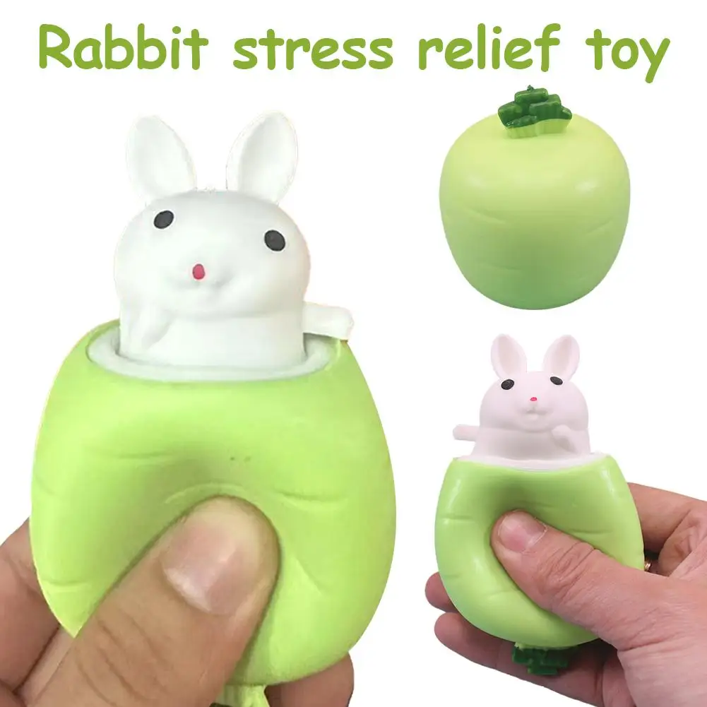  Carrot Rabbit Cup Small Animal Stress Relief Toy Fun Decompression Pocket Fidget Prank Gift For Kids Adults U8W5