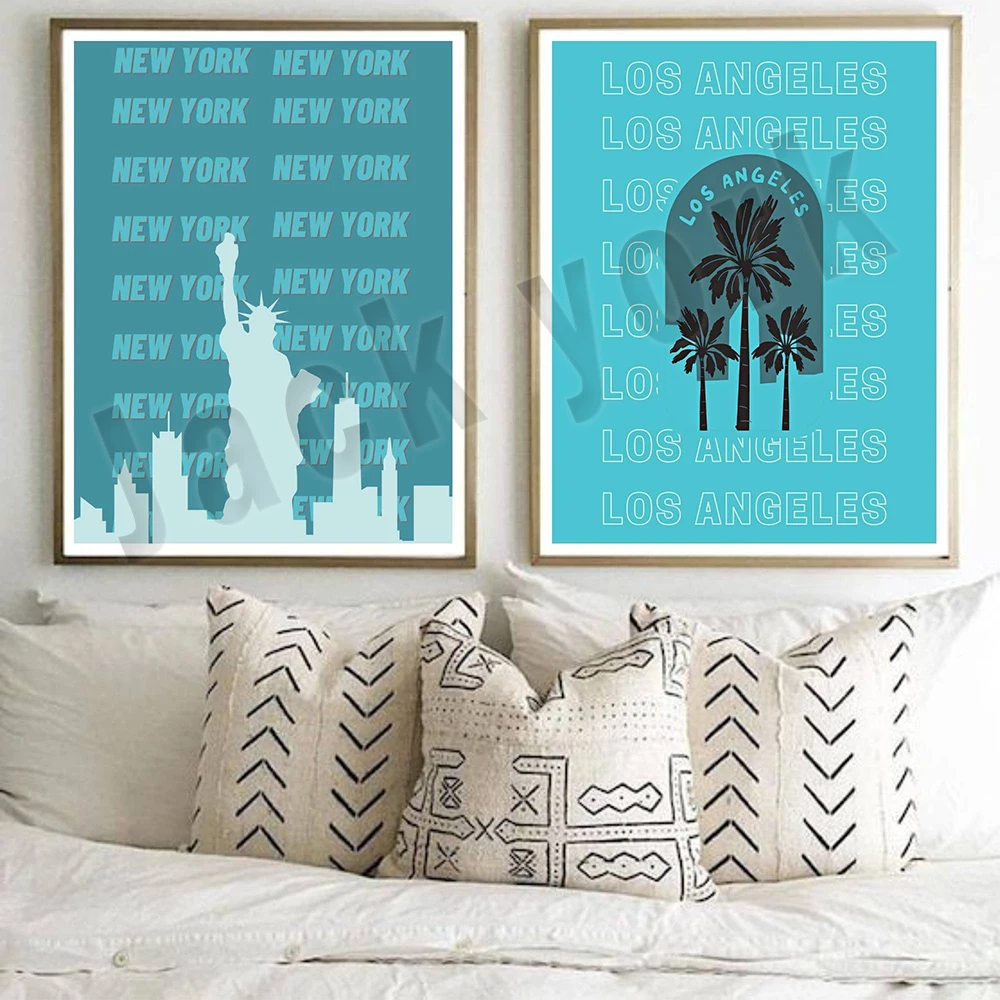 Travel Prints | Cityscape, Vintage Themes, London, Paris, New York, Los Angeles, Statue of Liberty Travel Poster Canvas Print