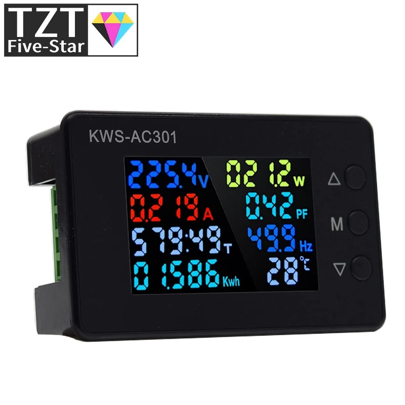 KWS-AC301 Wattmeter Power Meter Voltmeter AC 50-300V Voltage 50-60HZ Power Analyzers LED AC Electricity Meter 0-20/100A Detector