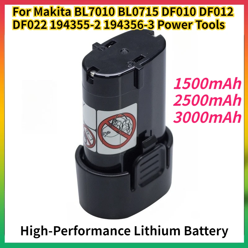 

2Pcs 7.2V 3000mAh 18650 Rechargeable Lithium Battery for Makita BL7010 BL0715 DF010 DF012 DF022 194355-2 194356-3 Power Tools