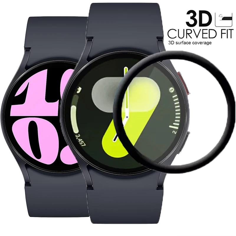 Protecteur d'écran pour Samsung Galaxy Watch, couverture complète, bord incurvé, film de protection, degré de rayure, 7, 6, 5, 4, 40mm, 44mm, 1-3 pièces