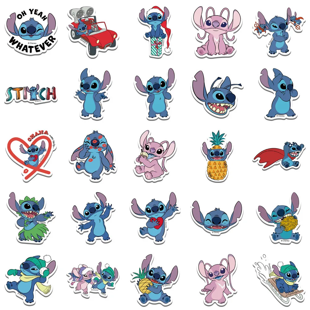 50pcs Disney Cartoon Kawai Stitch Stickers for Phone Laptop Diary Guitar Suitcase Graffiti Waterproof Sticker Decals Kids Toy