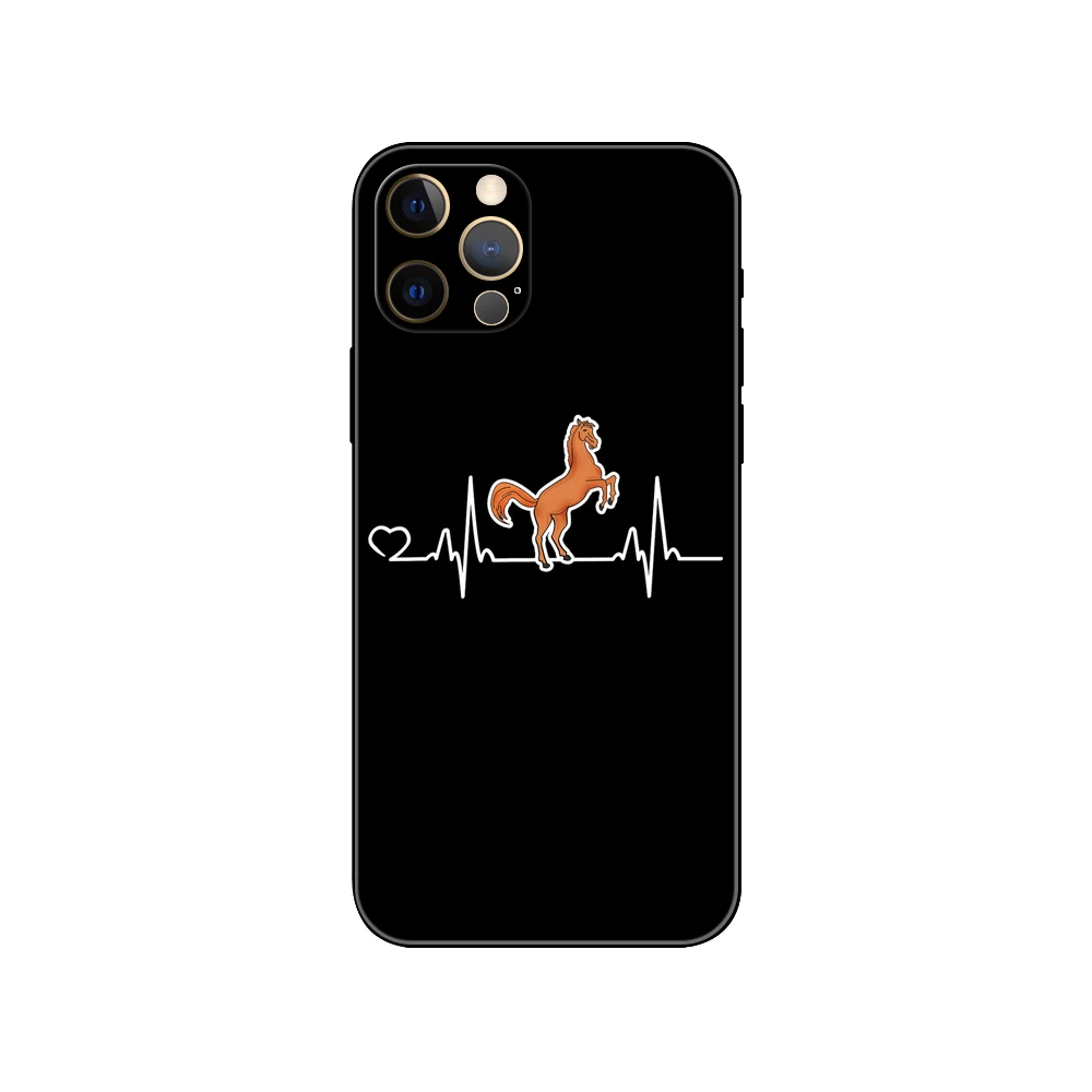 Horse pony horse heartbeat ，phone case for iphone，14 2020se 6 6s 7 8 plus x 10 XR XS 11 12 13 mini pro MAX black tpu back cover