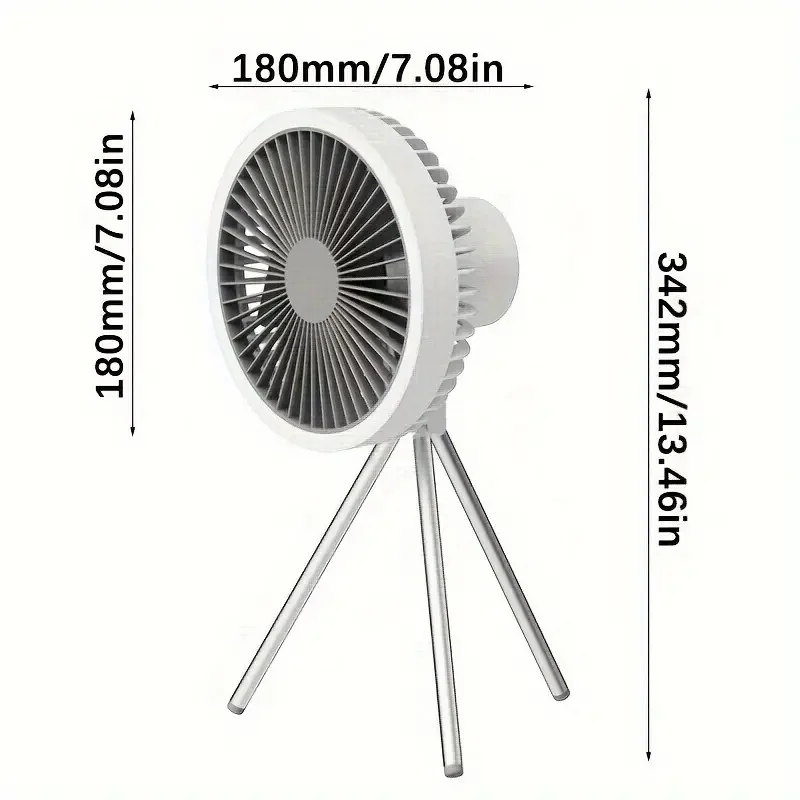 Desk Fan, Ceiling Fan, Chandeliers 3 In 1 Portable Tripod Fan With LED Light, 10000mAh Battery For Camping Outdoor Use