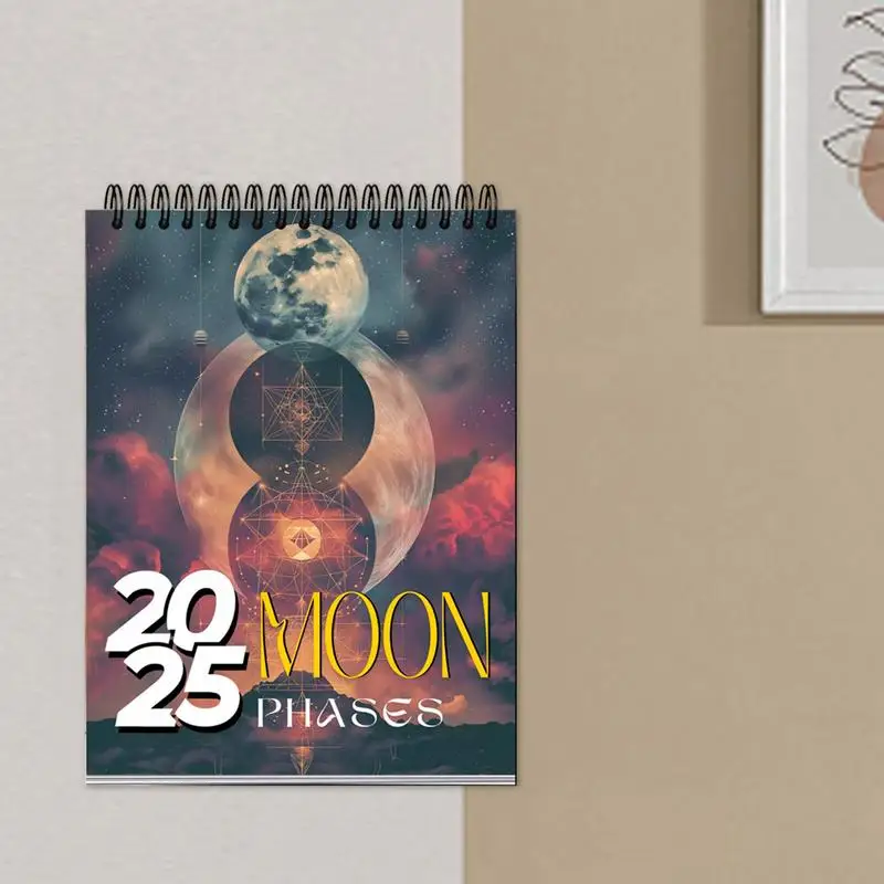 Imagem -03 - Calendário de Parede para Planning Planner Mensal Moon Phase Calendar Organizador Diário 12 Meses Fases da Lua 2025 2025