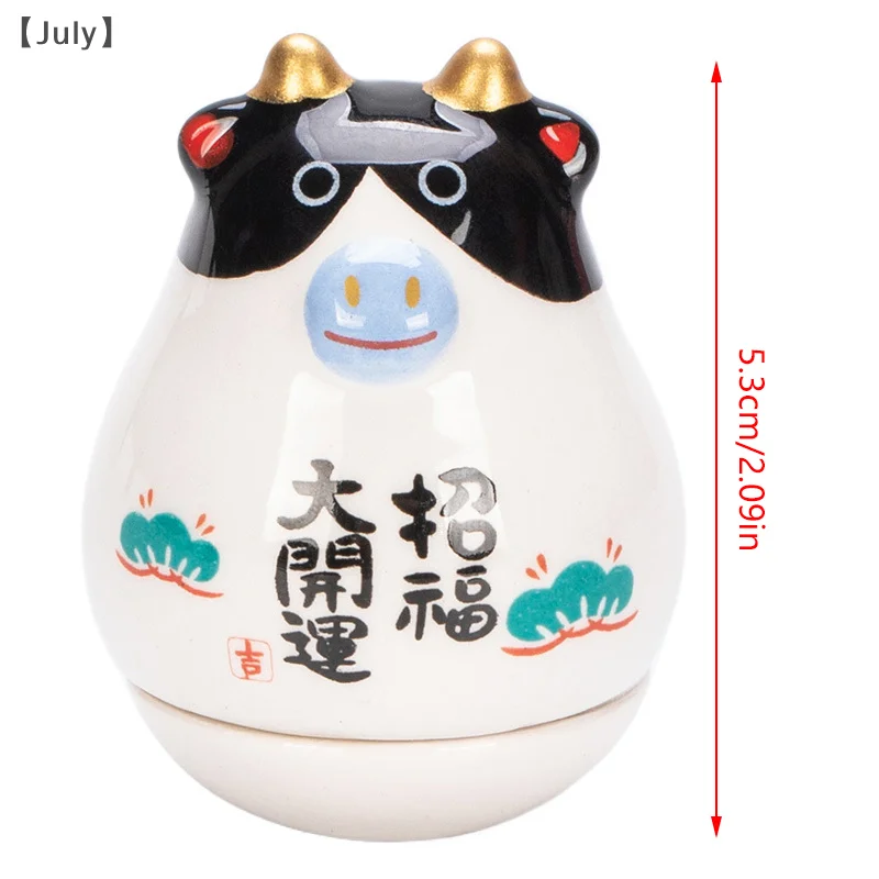 Japanese Ceramic 12 Zodiac Tumbler Daruma Crafts Cartoon Tiger Rabbit Dragon Ornaments Landscape Home Decor 12 Zodiac Statue