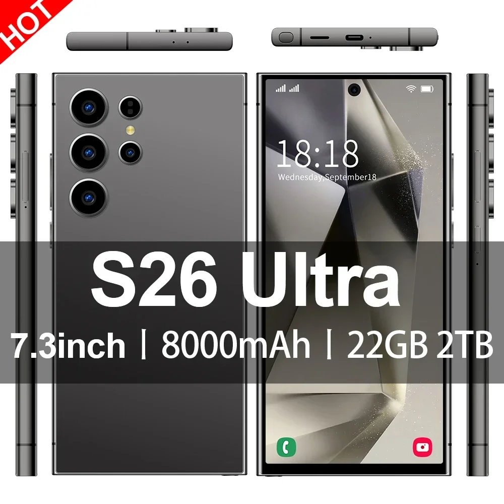 

NEW S26 Ultra HOT 2025 original intelligent 5G dual card dual standby Android 14 system 7.3inch global version 8000mAh battery