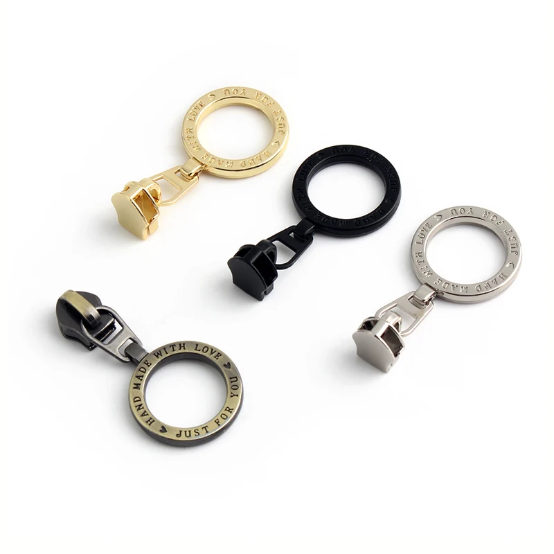 5PCS 46mm Metal Round Zipper Puller Replacement Parts Removable Zipper Repair Slider DIY Wallet Hardware Handicraft Accessories