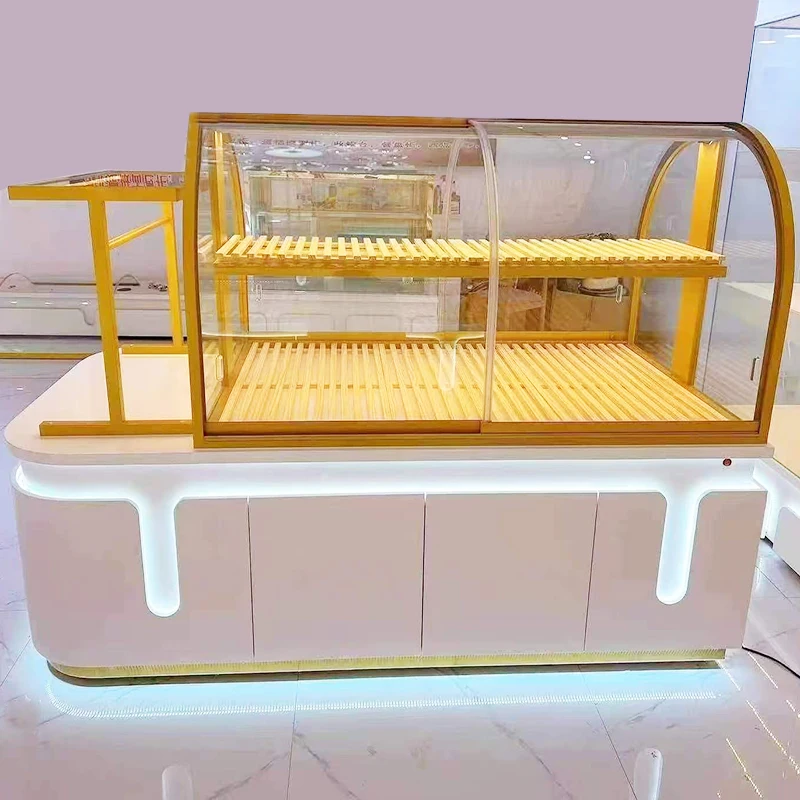 Bakery Display Cabinet Bread Display Stand Cake Refrigerated Glass Showcase Whole Shop Bakery Furniture Design And Custom
