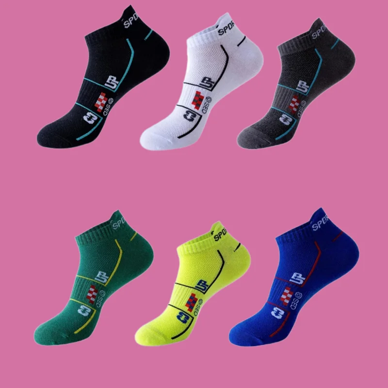 6 Pairs Summer Thin Running Sports Socks Mesh Sweat-Absorbent And Breathable Men's Low-Cut 2024 New Socks Fashion Men's Socks