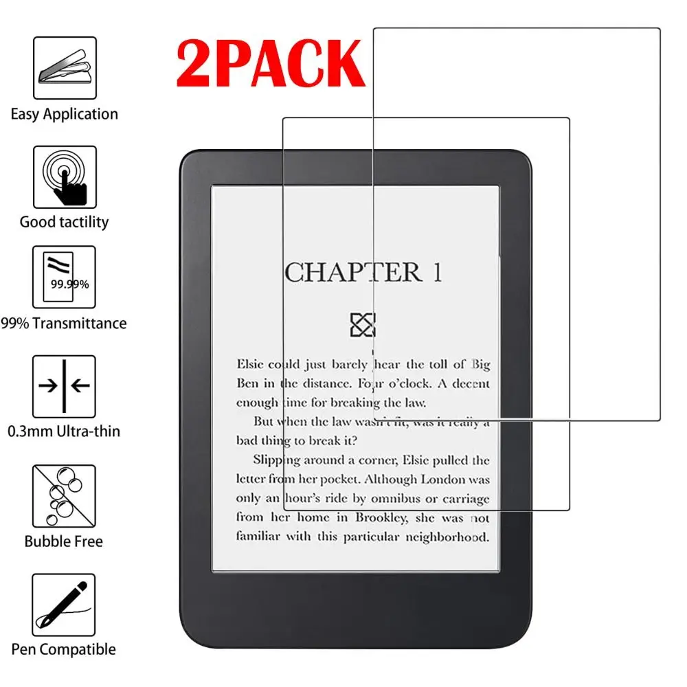 

2 Pack 6/7/10.3 inch Screen Protector Shockproof 9H Tempered Glass HD Bubble Free for KOBO Clara 2E Libra Colour BW 2024