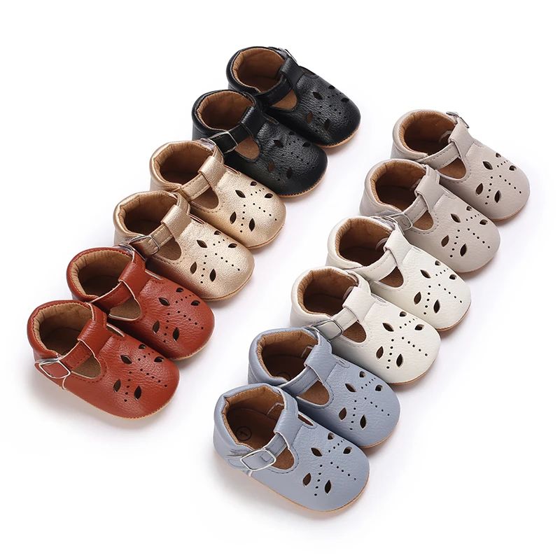 Breathable Newborn Baby Shoes Baby Boy Girl Shoes Girl Classic Bowknot Rubber Sole Anti-slip PU  Toddler Shoes First Walker