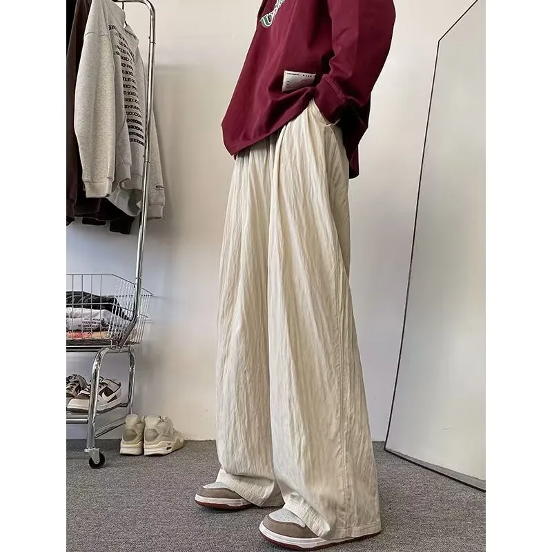 

Летние тонкие брюки из ледяного шелка, мужские повседневные брюки, свободные и ленивые брюки Yamamoto, пара прямых широких брюк