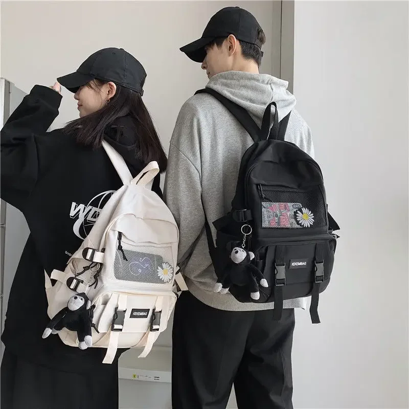 

Korean Style Ullzang Large Capacity School Bags For Women Color Blocking Cute Double Shoulder Bag Suitable For High School