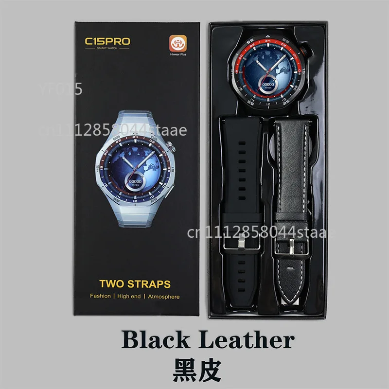 C15 Pro Smart Watch Bluetooth Call NFC Payment Fitness Tracker with Dual Straps (Silicone & Metal)