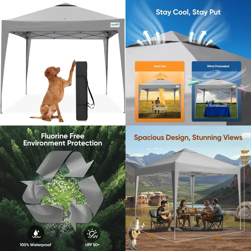 

Portable Instant Setup Pop-Up Canopy Tent, 10x10 Waterproof UV Protection Shelter, Ideal for Outdoor Events, Compact and Lightwe