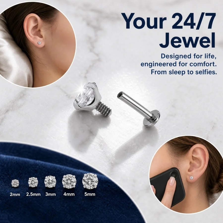 Thumbnail 2 - #23 Trending Ear Stud Piercings Right Now