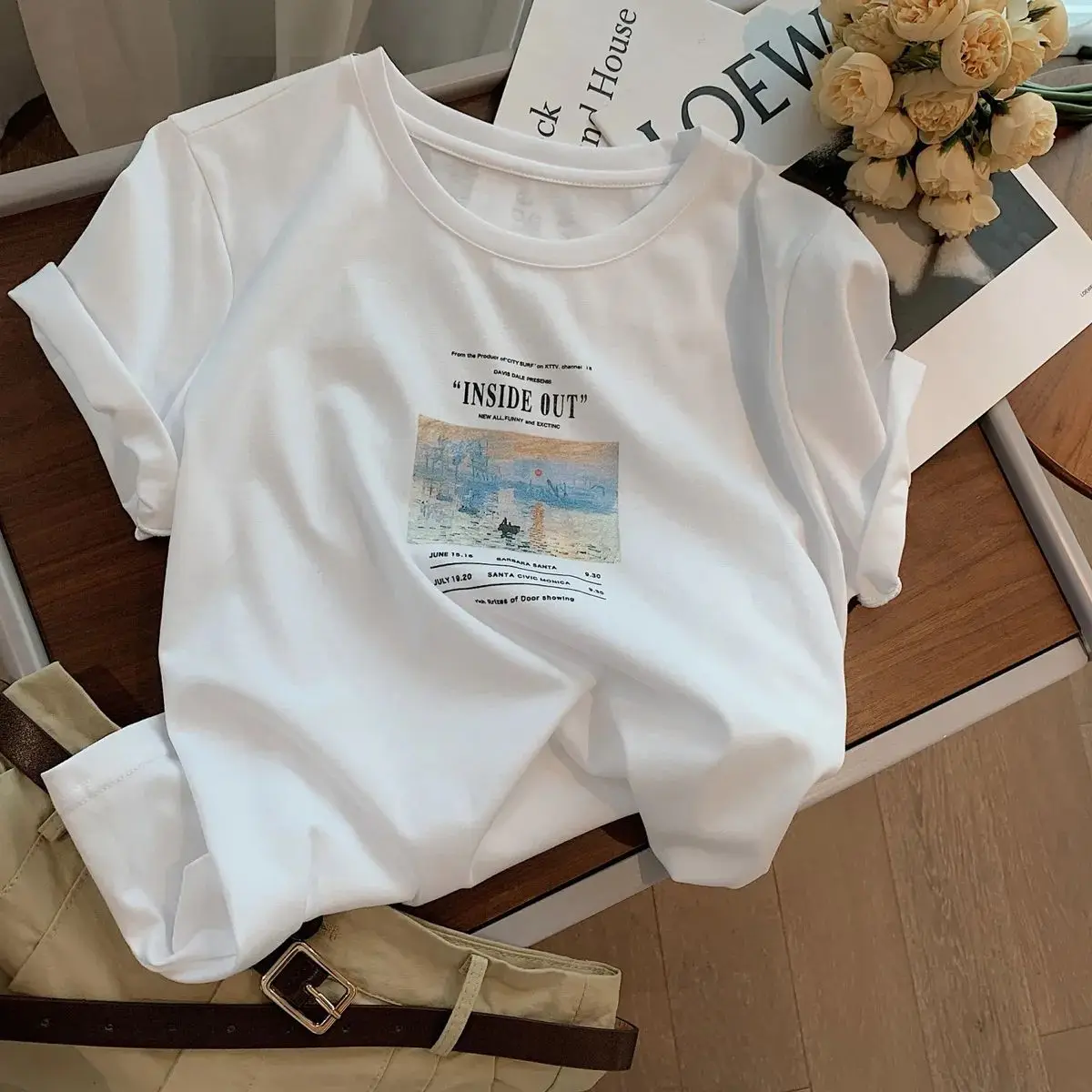 Ultra-Hand Feel Modal White Letter Print Short Sleeve T-Shirt Women's Summer New Korean Loose Versatile Body Shirt Top