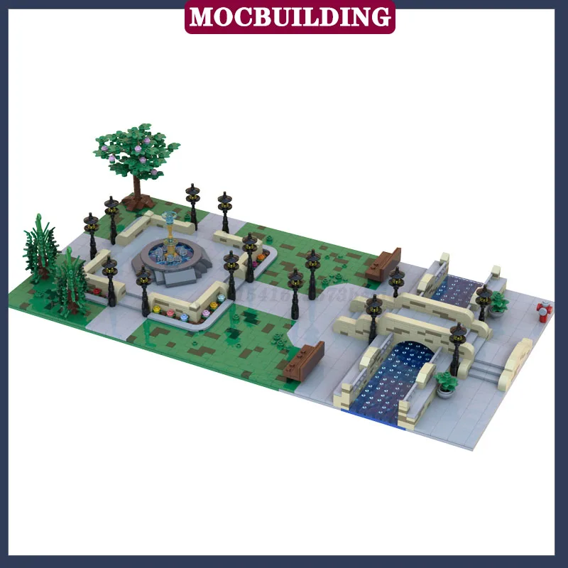 MOC City Street View Architecture Park e Street Canal Model Building Block Assembly Collection Series Toy Gifts