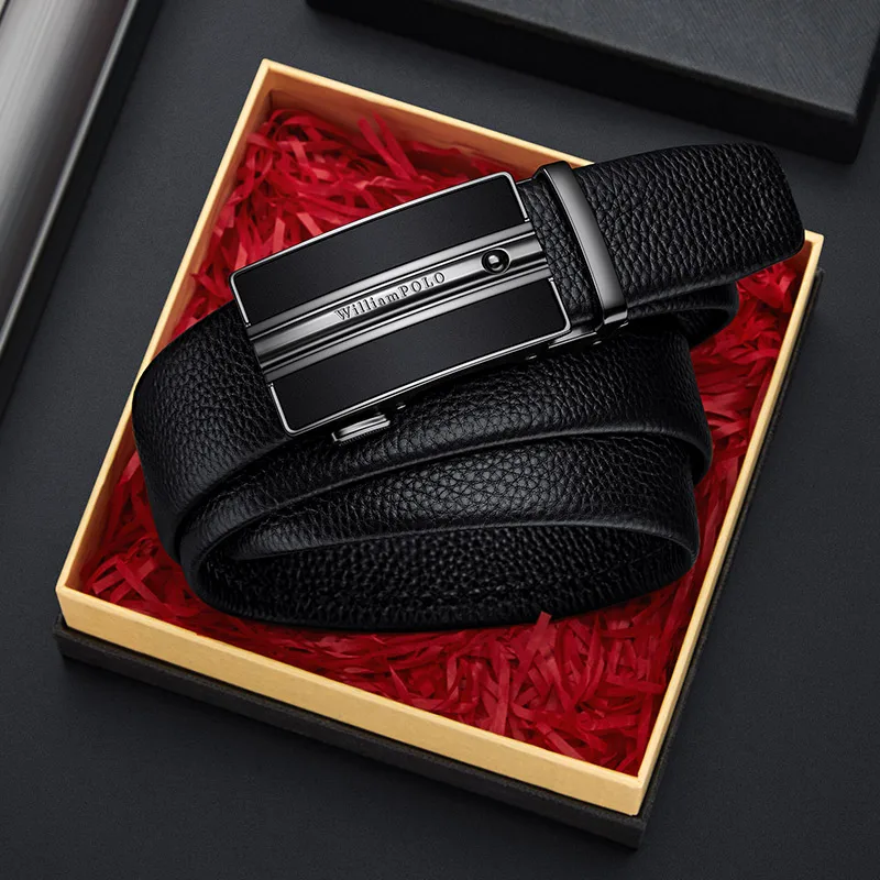 

Men's leather automatic buckle belt, fashionable high-end belt, formal business casual belt