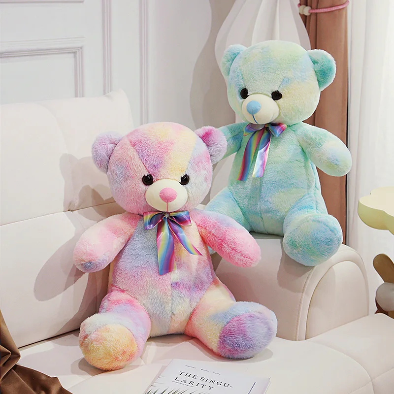 40/50/60cm Kawaii Plush Teddy Bear Doll Soft Stuffed Animals Cartoon Colorful Bears with Bow Toys for Kids Girls Valentine Gifts