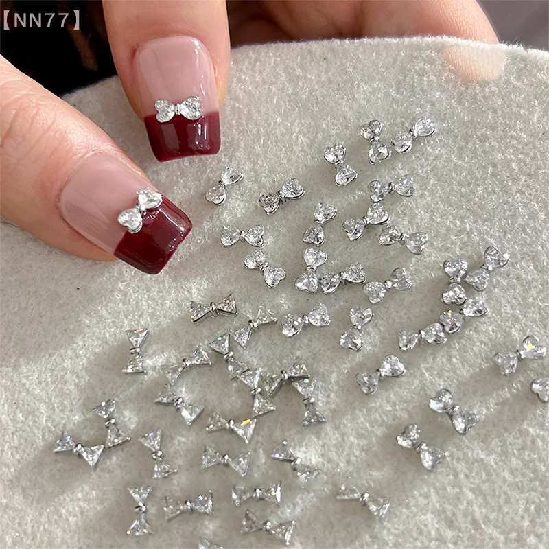 5pcs 3d Nail Art Decoration Clear Diamante Bow Rhinestone Crystal Gems Nail Charms Nail Art Decoration