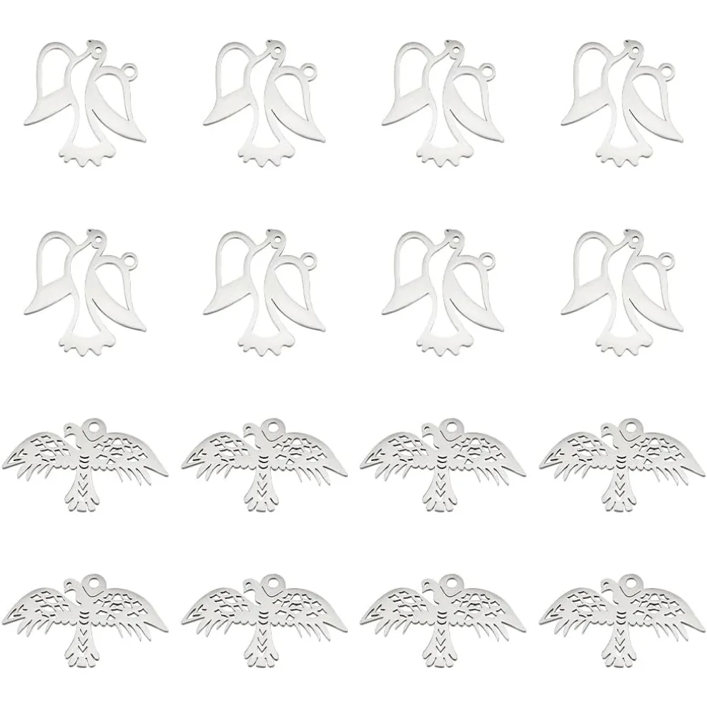 

16pcs 2 Styles Bird Charms 304 Stainless Steel Charms Bird Pendants Metal Charms Animal Charms Eagle Charms Pendant for Necklace