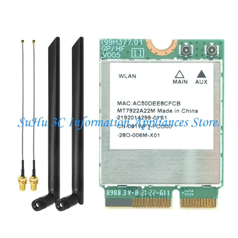 Advanced MT7922 WiFi 6E Wireless Card Bluetooth-Compatible 5.2 M.2 Triple Band 6GHz/5GHz/2.4GHz