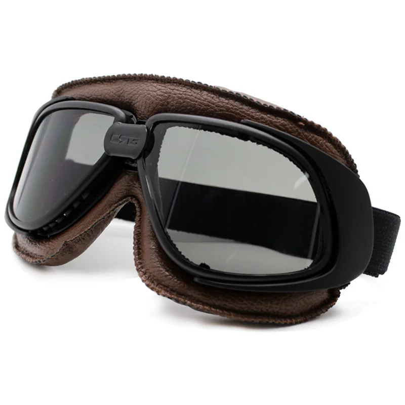 Nuoxintr Motorcycle For Goggles Helmet With Smoking Lens  Goggle Vintage Pilot Biker Leather Moto Bike ATV Goggle