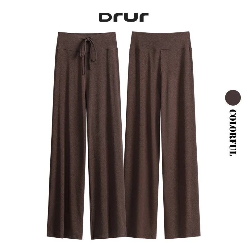 DRUR Women's Fitness High Waist Wide Leg Yoga Pants Sport Drawstring Loose Fit Lounge Trousers Slimming Palazzo Pants Pockets