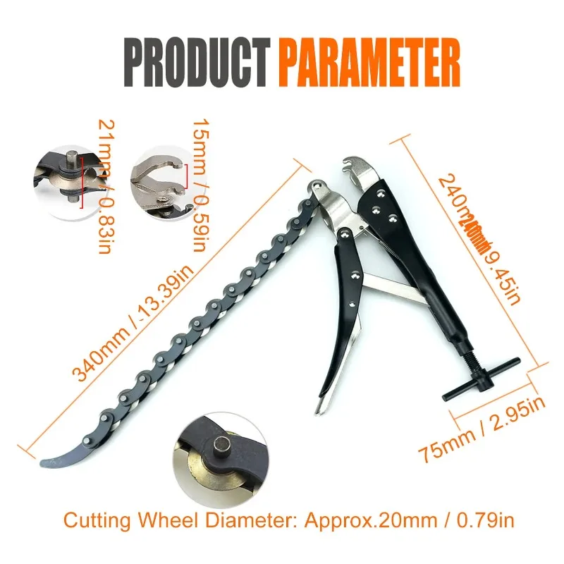 15 Chain Vise Locking Wrench Locking Chain Pliers Clamp 15 Chains Vise Wrench Pipe Cutter Tool Aluminium Alloy Chain Pipe Cutter