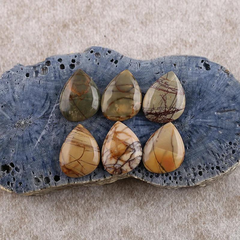 B&F 6PCS Multi-Color Picasso Jasper Earring Beads for Jewelry Making, Handmade Natural stones beads, Stones for  Supplies