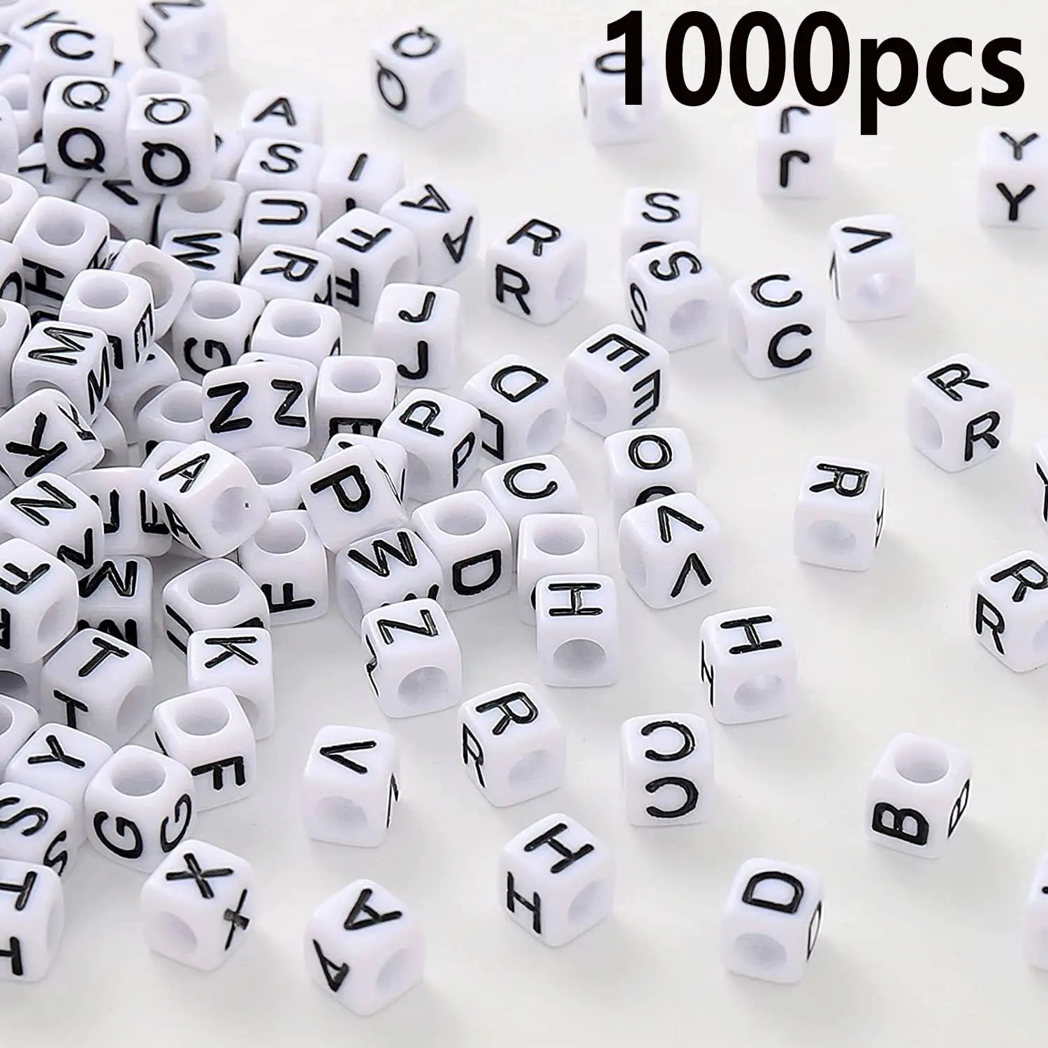 1000 pçs letras grânulo 6x6mm contas do alfabeto inglês para fazer jóias diy nome personalizado corrente acessórios crianças brinquedos