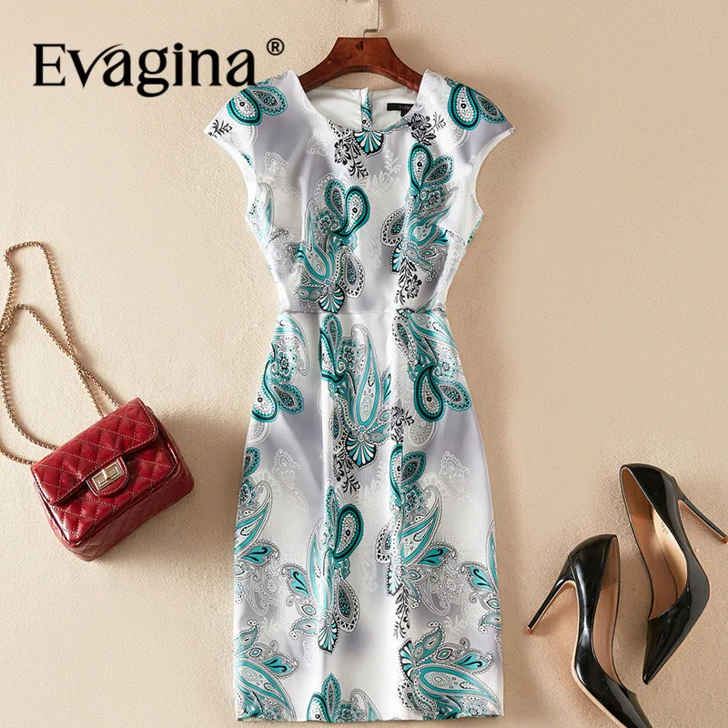 

Evagina New Fashion Runway Designer Dress Women's Sleeveless Elegant Print High Street S-XXL High quality Mini Dress