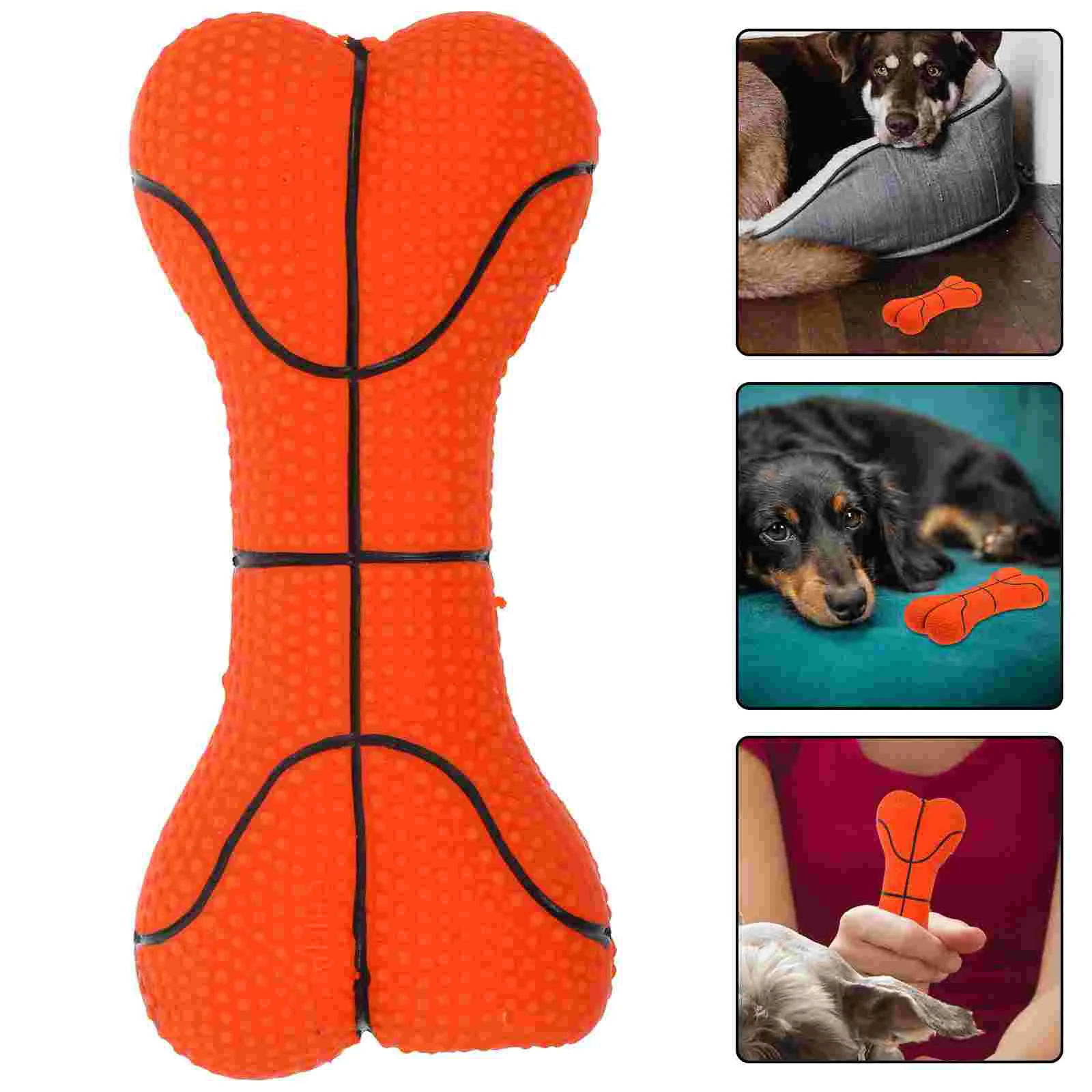 Latex Bone Toys Basketball for Dogs Cleaning Teeth Pet Squeak Puppy Bone-shaped Chew