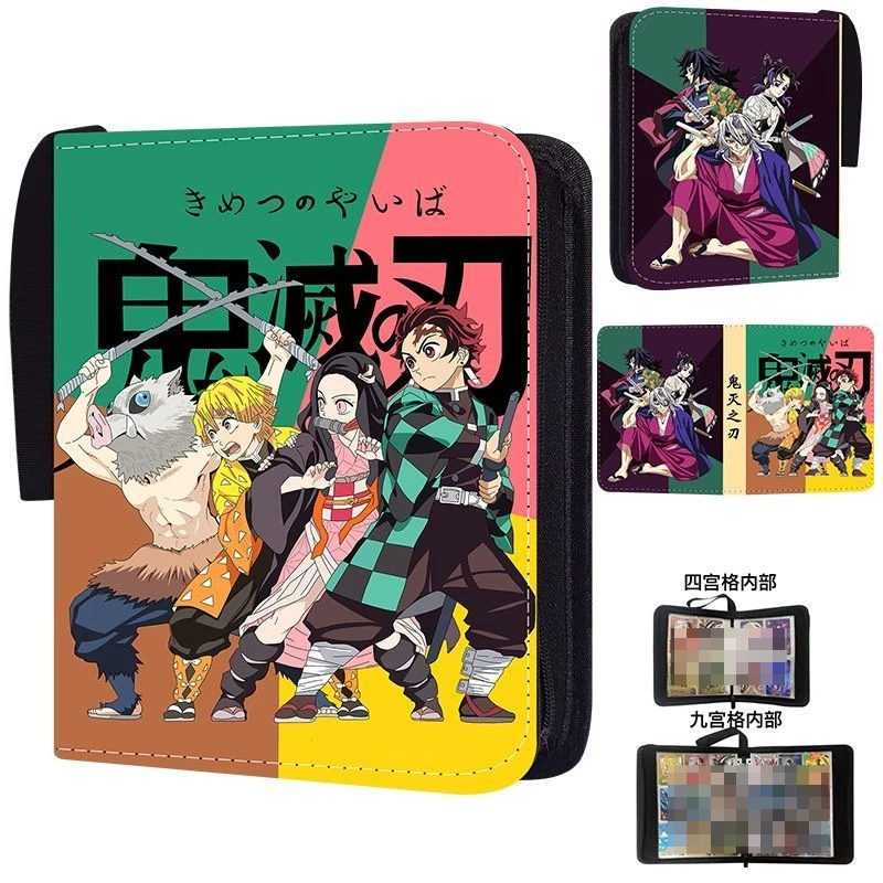 Demon Slayer Tanjiro Kamado Nezuko Kreativer, hochwertiger Anime-Cartoon-Druck, PU-Leder, Reißverschluss, neun Gitter, Kartenaufbewahrung, Buch, Geschenk – Detail 6
