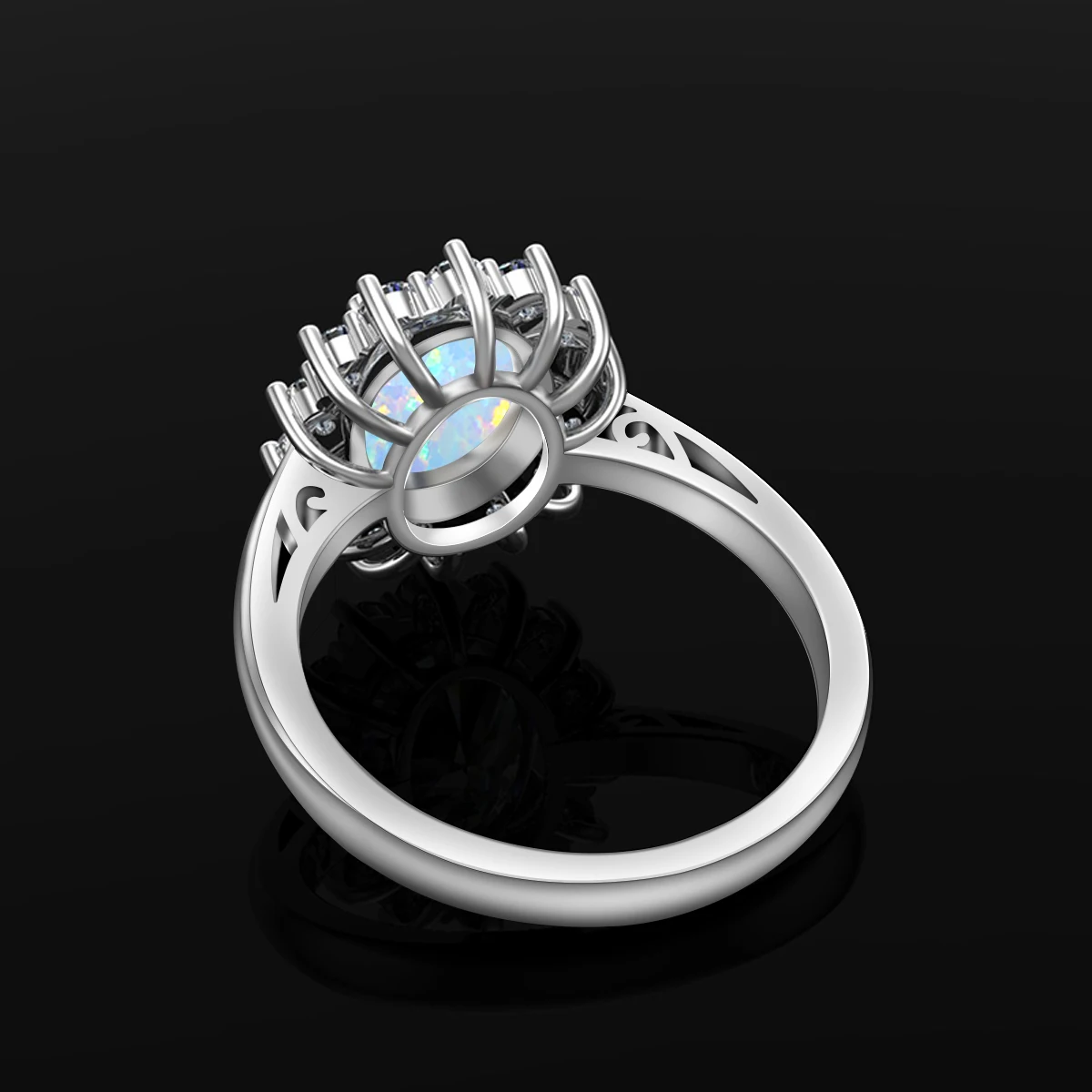 Classic Opal Rings 925 Silver Woman Princess Diana Engagement Wedding Birthday Gift Ring Fine Jewelry