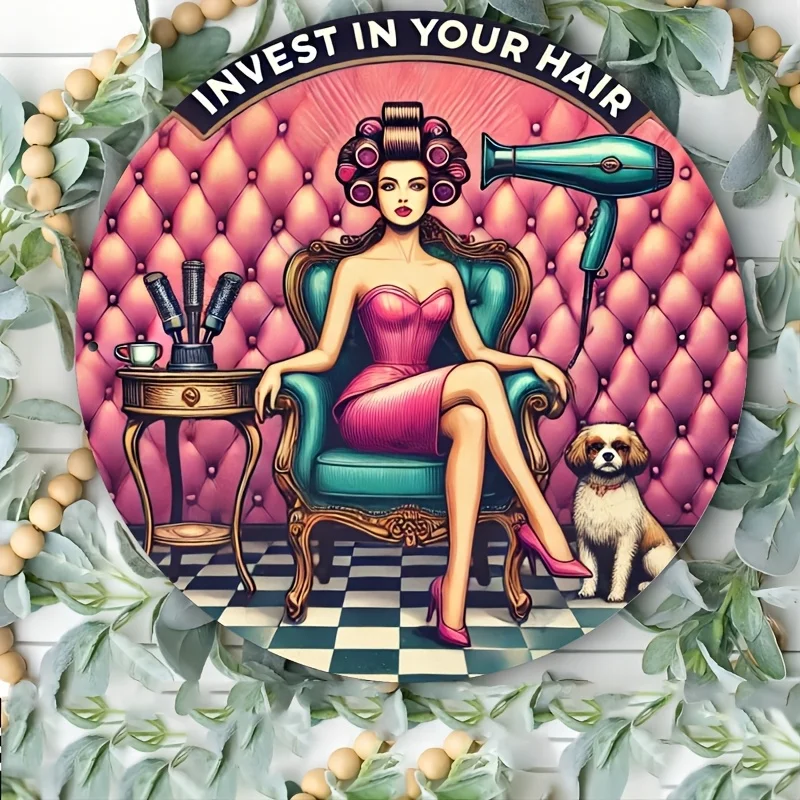 1 panneau mural en aluminium au design vintage, décoration artistique pour salon de coiffure, salle de bain, cuisine, salle à manger