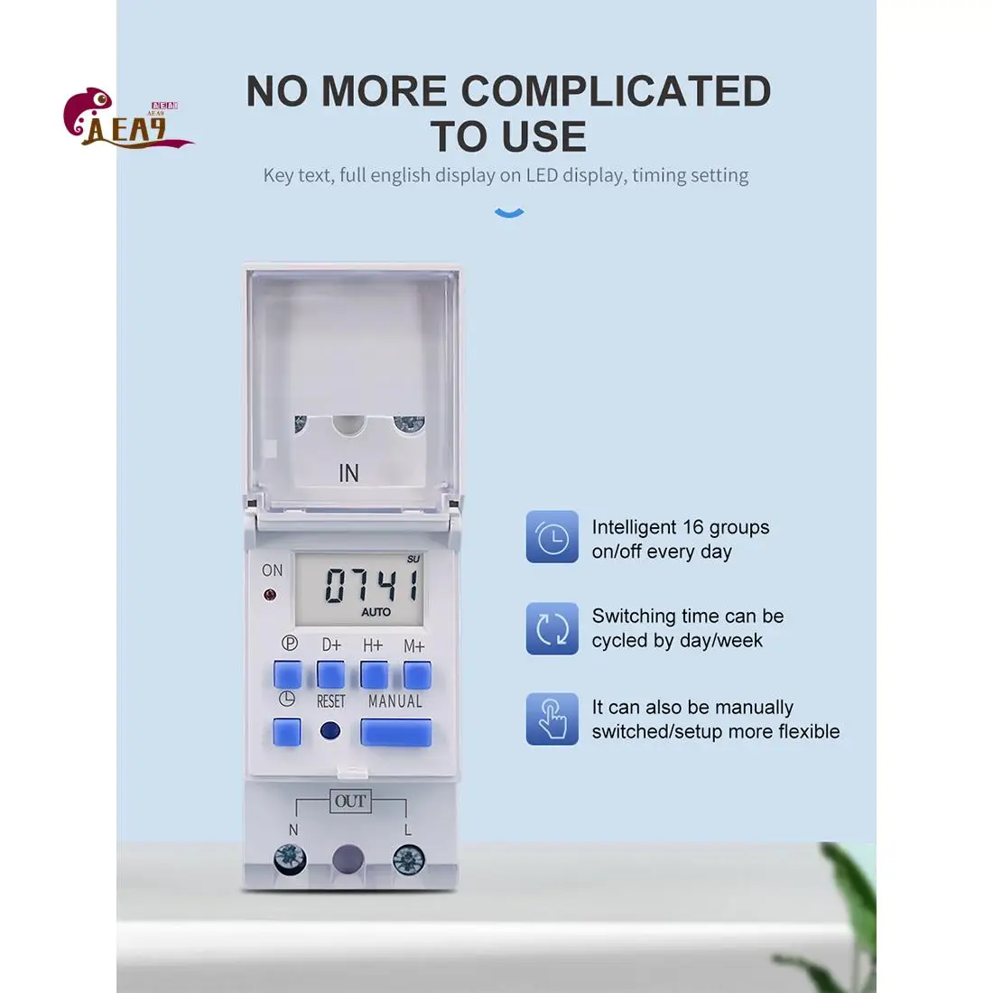 

AEA9-TOMZN Din-рейка, 2-проводное, еженедельное, 7 дней, программируемое цифровое реле времени, реле управления таймером, реле времени переменного тока 220 В, 30 А
