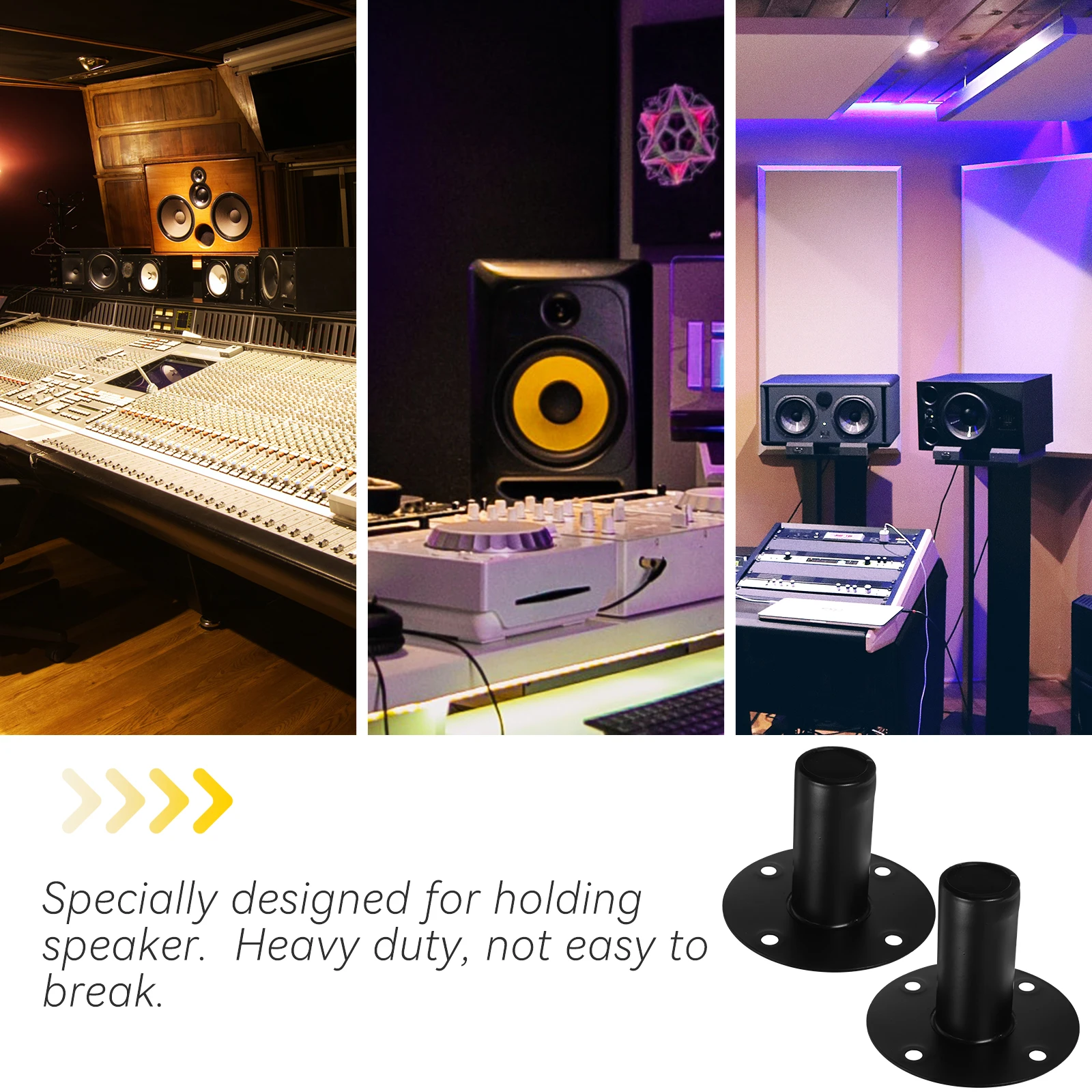 

2 Pcs Speaker Stand 107x80mm Aluminum Alloy Stage Speaker Base for Party Studio Bracket Mount Tray Holder